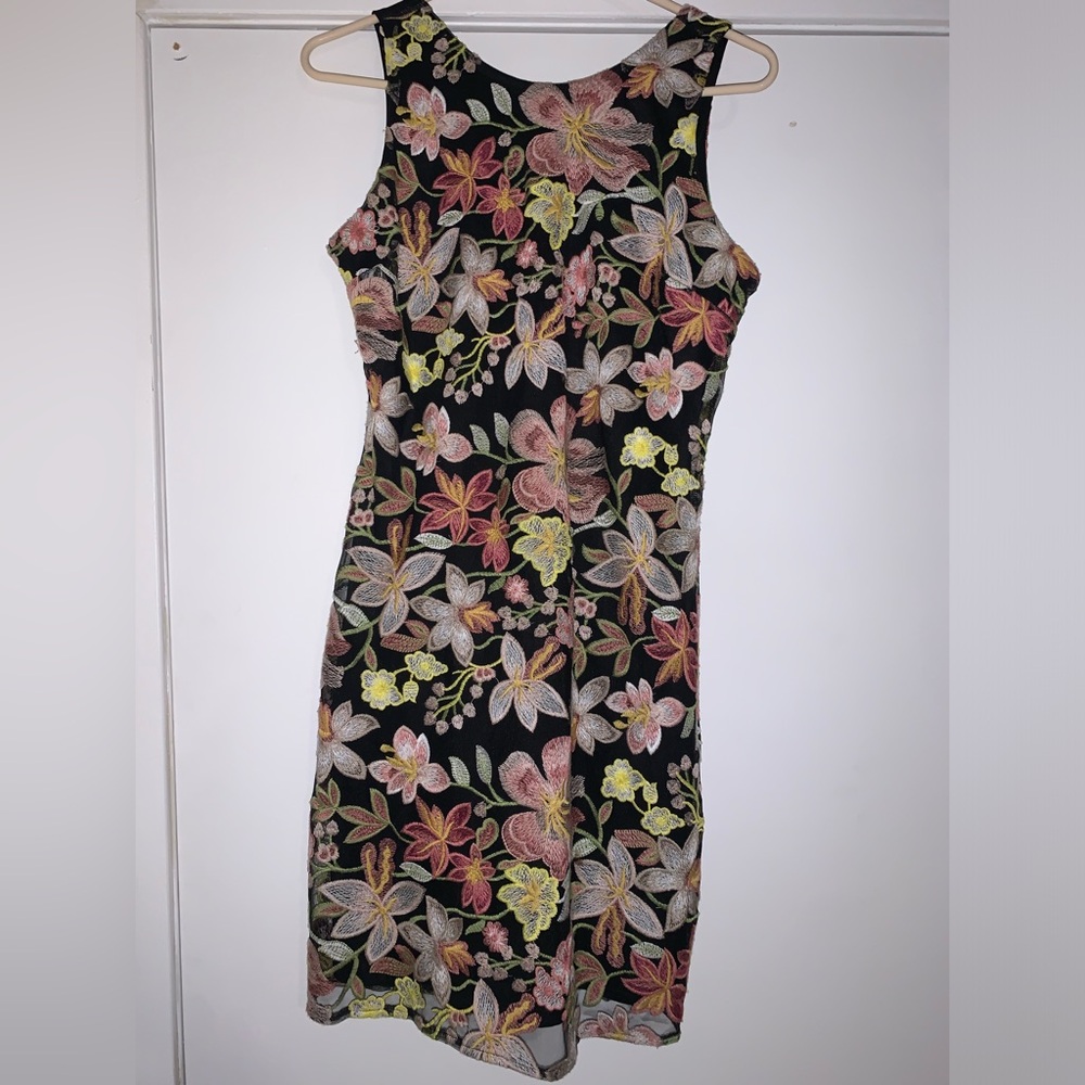 Sam Edelman Black Embroidered Floral Mini Dress